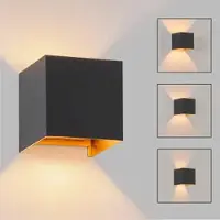 ZMH Applique LED Intérieur Up et Down Lampe extérieure Noir Or IP65 Etanche Réglable Faisceau Blanc Chaud G9 Spot mural pour salon jardin terrasse couloir