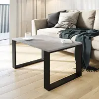 AKKE Table basse en béton avec pieds noirs LxlxH : 80x35x45 cm