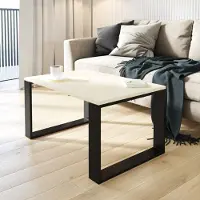 AKKE Table basse vanille avec pieds noirs LxlxH : 100x55x45 cm
