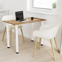 AKKE Table de salle à manger rétro en bois avec pieds blancs LxlxH : 80x60x74 cm