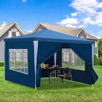 SWANEW Pavillon Camping Mariage Tente de réception Pavillon de jardin Tente de réception PE Bâche 3x3m Bleu