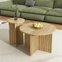 Fortuna Lai Table basse 2 pièces en bois - Tables basses & tables à café rondes au design scandinave, peu encombrantes & polyvalentes, construction robuste en MDF/PB