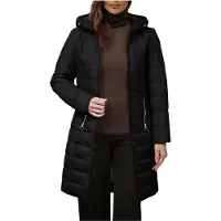 ASKSA Manteau d'hiver Femme Chaudement Doublé Veste matelassée Longue Parka d'hiver Veste polaire Coupe-vent Veste d'extérieur avec capuche (Noir,3XL)