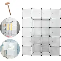 TolleTour Armoire blanche avec marteau en bois Étagère enfichable Porte-manteau Étagère multifonctionnelle DIY