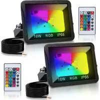 TolleTour Projecteur à LED RVB 10W Projecteur d'extérieur avec télécommande Projecteur à LED RVB 2 pièces