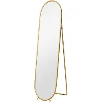 Fortuna Miroir pleine longueur Lai, 160 x 40 cm Miroir mural avec pied, cadre métallique, miroir ovale sur pied pour salon, chambre à coucher, doré |