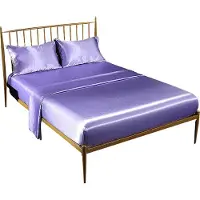 CANDeal ensemble de draps en satin de luxe 4 pièces, 1 drap (245 X 270 cm), 1 drap-housse (203 X 198 cm), 2 taies d'oreiller (50 X 75 cm)