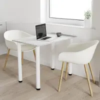 AKKE Table de salle à manger en béton avec pieds blancs LxlxH : 80x60x74 cm