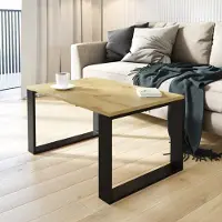AKKE Artisan Chêne Table basse avec pieds noirs LxlxH : 80x60x45 cm