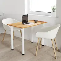 AKKE Table de salle à manger en aulne avec pieds blancs LxlxH : 100x55x74 cm