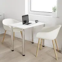 AKKE Blanc Table de cuisine avec pieds chromés LxlxH : 60x50x74 cm