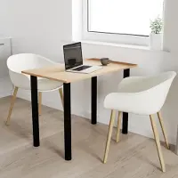 AKKE chêne clair table avec pieds noirs LxlxH : 80x40x74 cm