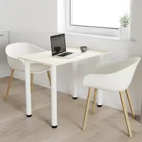 AKKE Table de salle à manger vanille avec pieds blancs LxlxH : 60x60x74 cm