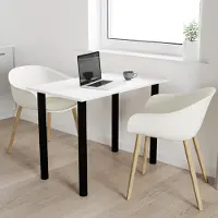 AKKE Blanc Table avec pieds noirs LxlxH : 80x35x74 cm