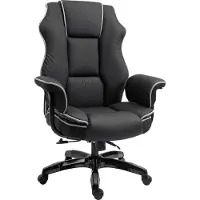 Fortuna Chaise de bureau Lai réglable en hauteur avec fonction bascule ergonomique pivotante à 360° avec accoudoirs en similicuir noir 76x80x118-124 cm