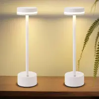 ZMH Lampe de table Sans fil 2ER LED Lampe de table Batterie Lampe de chevet Dimmable avec USB-C Rechargeable Batterie Lampe tactile Blanc Lampes de table pour chambre à coucher Salle à manger Bureau