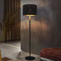 ZMH Lampadaire Salon Lampadaire Noir Or Tissu avec douille E27 Max. 40W Moderne Abat-jour Étoile Design 144cm Lampe sur pied