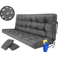Hobbygarden Coussin d'assise Coussin de banc pour banc de jardin Coussin de sol Coussin pour balançoire hollywoodienne Outdoor / Indoor - Pola - 150 cm - Graphit