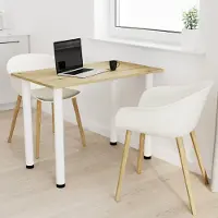 AKKE Artisan table à manger en chêne avec pieds blancs LxlxH : 80x60x74 cm