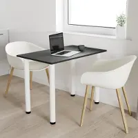 AKKE Table de salle à manger anthracite avec pieds blancs LxlxH : 50x50x74 cm