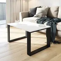 AKKE Blanc Table basse avec pieds noirs LxlxH : 60x50x55 cm