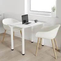 AKKE Table de salle à manger gris clair avec pieds blancs LxlxH : 70x60x74 cm
