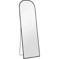 Fortuna Miroir pleine longueur Lai 1615 x 50 cm Miroir sur pied avec cadre en alliage d'aluminium pour salon ou chambre à coucher Noir