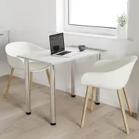 AKKE Table de cuisine en béton avec pieds chromés LxlxH : 100x60x74 cm