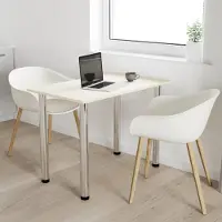 AKKE Table de cuisine vanille avec pieds chromés LxlxH : 60x40x74 cm