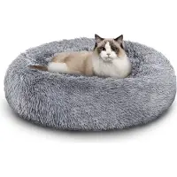 Yakimz Lit pour chien Lits pour chiens Coussin lavable pour chien Couchage doux Lit pour chat gris clair 60cm