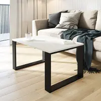 AKKE Blanc Craft Table basse avec pieds noirs LxlxH : 50x50x45 cm