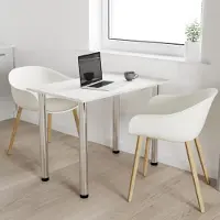 AKKE Blanc Craft Table de cuisine avec pieds chromés LxlxH : 60x50x74 cm