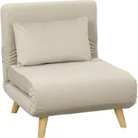 Fortuna Fauteuil de couchage Lai, fauteuil pliant avec fonction lit, coussins décoratifs, fauteuil relax pliant avec dossier réglable aspect velours, pour salon, beige