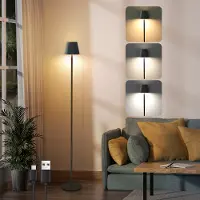 ZMH Lampadaire Salon LED Lampadaire noir à intensité variable Lampadaire moderne USB rechargeable Lampe de sol avec 3 températures de couleur pour la chambre à coucher, le bureau et le bureau 125 cm