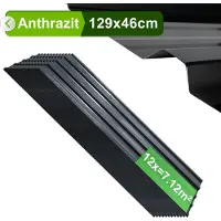 Eikuavons , plaques de toiture en tôle ondulée, épaisseur 0,25 mm, dimensions 129 x 46 cm, couleur anthracite, en acier galvanisé, surface couverte d'environ 21 m²