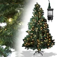 TolleTour 210 Sapin de Noël artificiel avec 1200 pointes d'aiguilles en PVC, 400 lampes LED blanc chaud & support métallique, sapin, arbre de Noël
