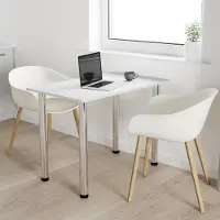 AKKE Table de cuisine gris clair avec pieds chromés LxlxH : 100x55x74 cm