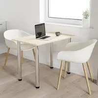 AKKE Table de cuisine en érable avec pieds chromés LxlxH : 90x50x74 cm