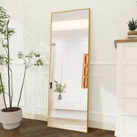 UnboxG miroir sur pied or 164x54 cm - Miroir intégral, sur pied, miroir moderne pour chambre à coucher, couloir ou dressing-room