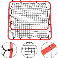 TolleTour Football Rebounder pliable Réglable Kickback Rebound pour exercices, filet de but de football avec 4 piquets 100x100x70 cm rouge