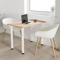 AKKE chêne clair table à manger avec pieds blancs LxlxH : 120x60x74 cm