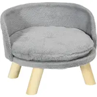 Fortuna Lai Lit pour chien Lit pour chat Canapé pour chien avec pieds en bois antidérapants et coussin, gris 40,5 x 40,5 x 33 cm pour l'intérieur