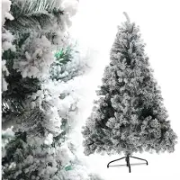 Yakimz Arbre de Noël artificiel avec neige Sapin avec support pour décoration de Noël réutilisable 150cm, 550 aiguilles en PVC