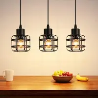 ZMH Suspensions Lampe de table à manger Lampe suspendue à 3 ampoules Lampe suspendue E14 Lampe de table à manger noire Lampe suspendue réglable en hauteur pour salon
