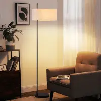 ZMH Lampadaire Salon Vintage Lampadaire E27 Lampe sur pied Chambre à coucher Rétro Lampe d'étagère 1 flamme Abat-jour en tissu Interrupteur à pied pour canapé Cuisine rustique