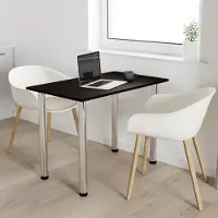 AKKE Table de cuisine wengé avec pieds chromés LxlxH : 80x60x74 cm