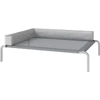 Fortuna Lai Lit pour chien d'extérieur, lit surélevé pour chiens de taille moyenne, avec coussin en forme de L 110 x 75 x 30 cm, gris clair