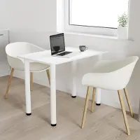 AKKE Blanc Table de salle à manger avec pieds blancs LxlxH : 70x60x74 cm