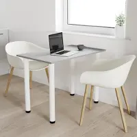 AKKE Light Graphite Table de salle à manger avec pieds blancs LxlxH : 110x65x74 cm