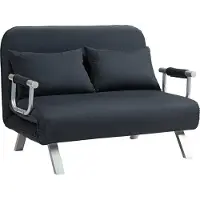 Fortuna Canapé-lit Lai Canapé-lit avec dossier réglable, coussins décoratifs, canapé 2 places avec fonction couchage, aspect velours, accoudoirs, canapé pour salon, chambre à coucher, noir